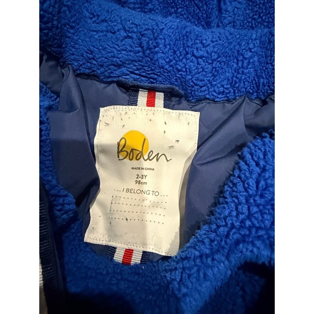 Boden Royal Blue Sherpa-Lined Jacket with Navy Trim 2-3Y - Picture 2 of 5